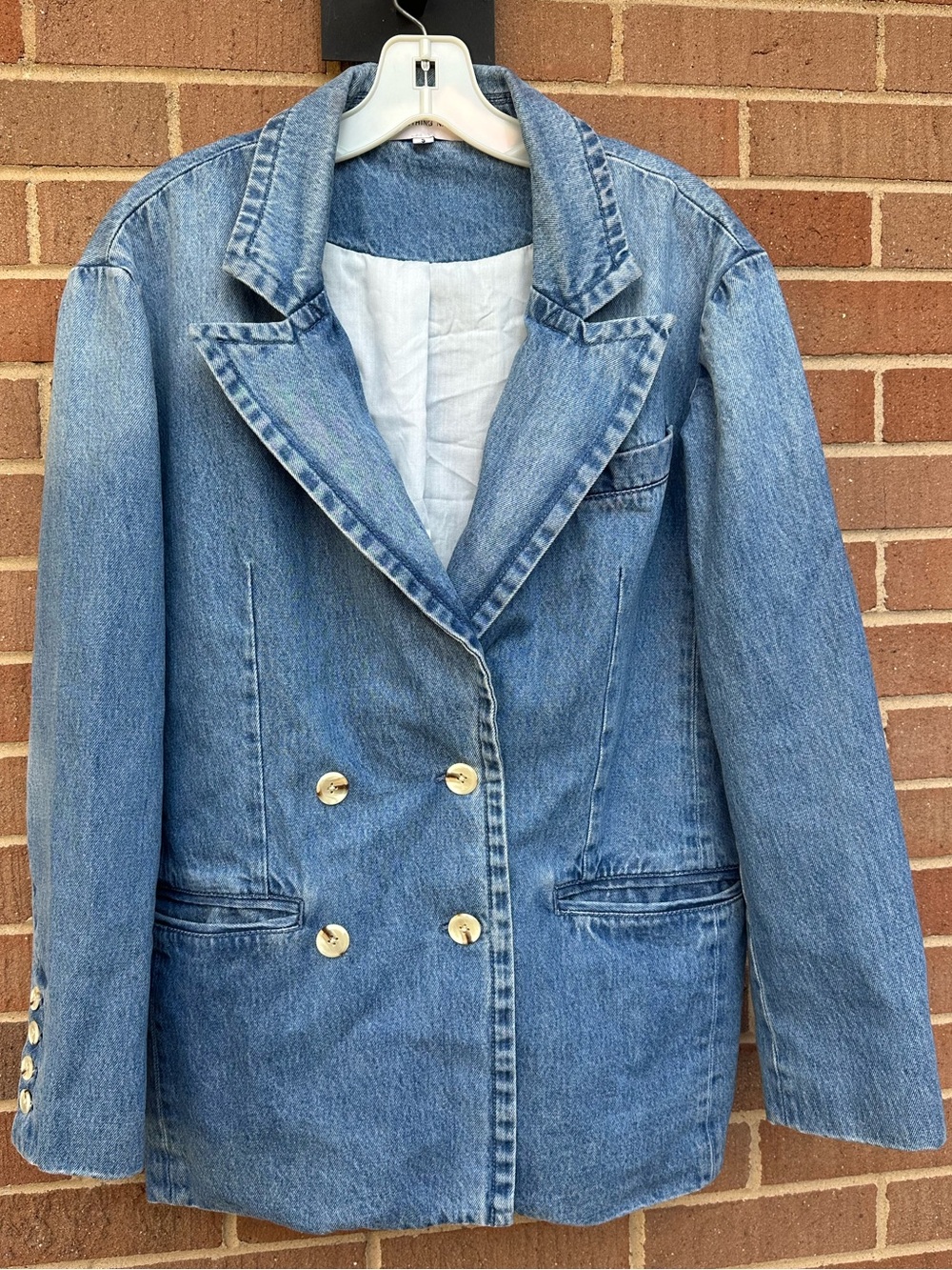 Something Navy denim blue blazer jacket size small - Picture 2 of 8